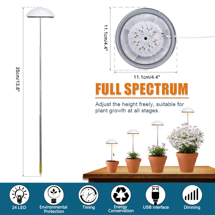 10W Half Round Grow Light Herb Garden Height Adjustable Automatic Timer Ideal for Plant Grow Novice Or Enthusiasts Various Plants DIY Decoration