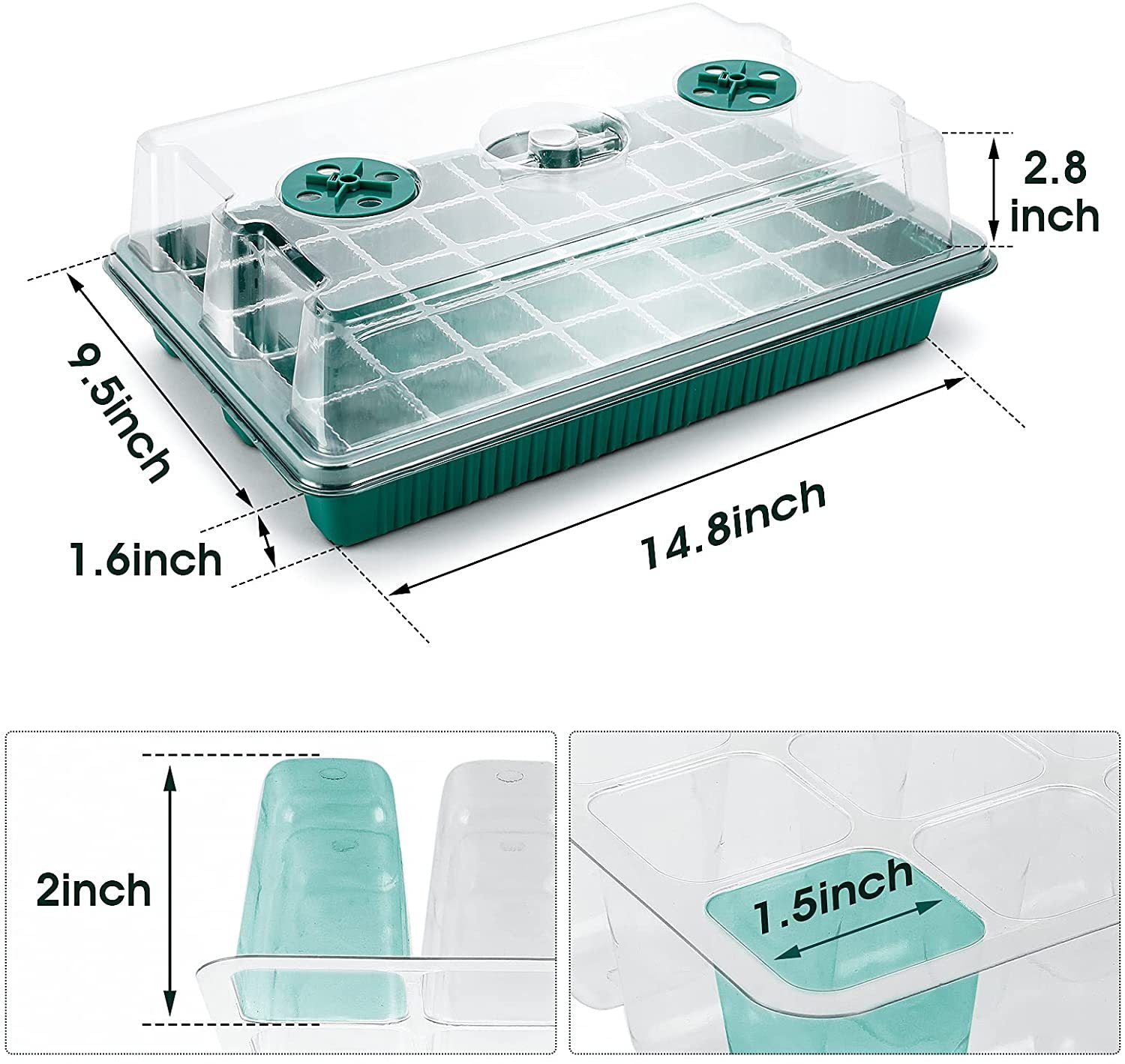 2-Pack 80 Cells Seed Starter Tray with Light Seed Starter Kit with Grow LightSeedling Starter Trays with Vented Humidity Dome and Base  Indoor Gardening Plant Germination Kit Round Light