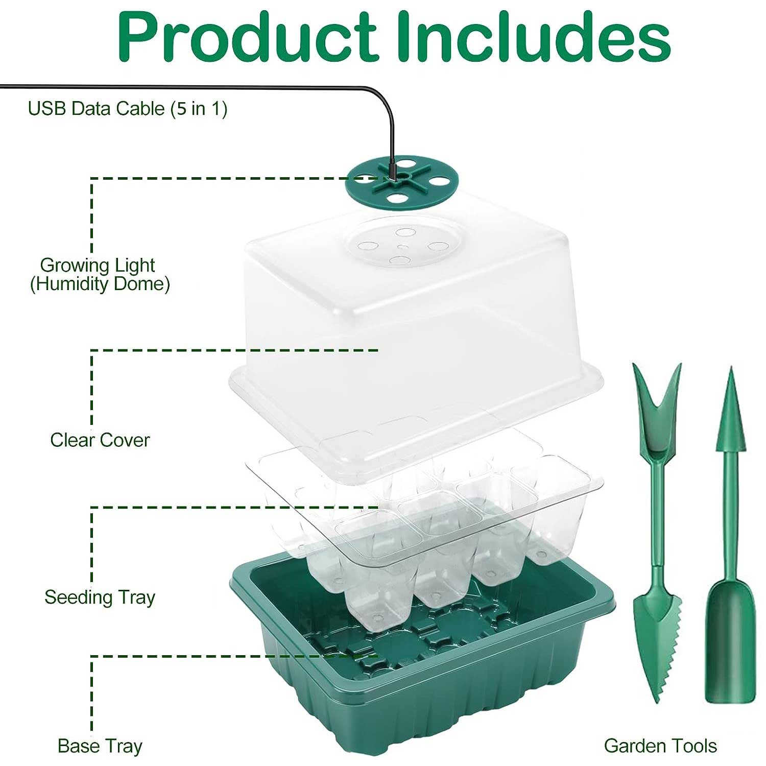 6-Pack 72 Cells Seed Starter Tray with Light Seed Starter Kit with Grow LightSeedling Starter Trays with Vented Humidity Dome and Base  Indoor Gardening Plant Germination Kit Round Light